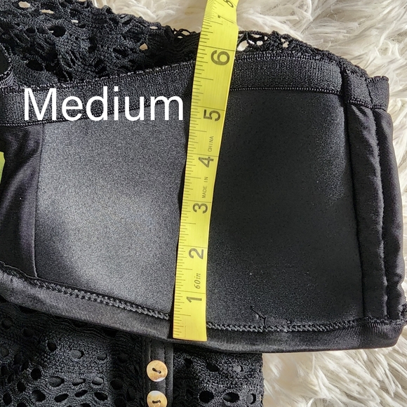 NWOT Black Fishnet One Piece Halter Bathing Suit - Picture 7 of 14